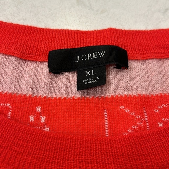 J. Crew Women’s Size XL Red Cream Pink Striped Margot Apres Ski Ribbed Sweater - Picture 10 of 12